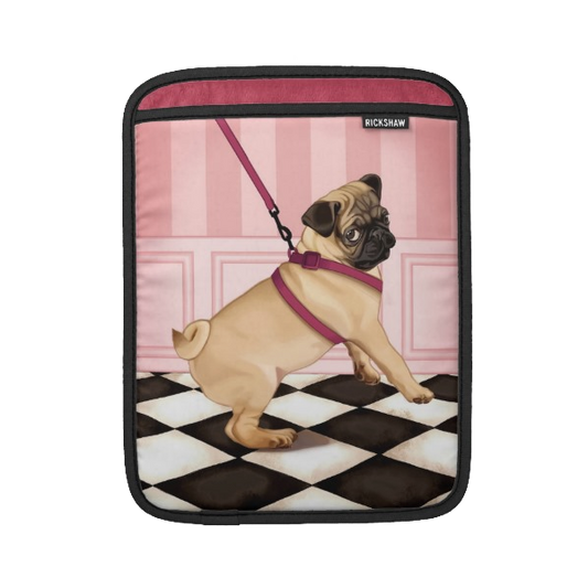 Chic lady walking her pug sleeves for iPads