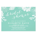 Aqua Modern Floral Bridal Shower Invites